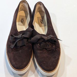 UGG Carilyn Leather Suede Lace-Up Flats Shoes Size 9